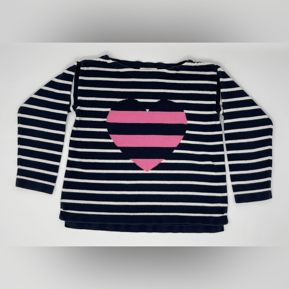 CREWCUTS (JCREW): Heart Sweater with Navy/White Stripes, Size 4-5 💕